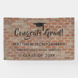 Congrats Grad Brick Wall Graduation Sign