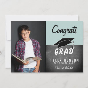 Congrats Grad Chalkboard Photo Graduation Card