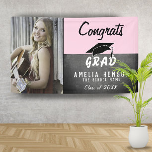 Congrats Grad Chalkboard Photo Graduation Party Banner