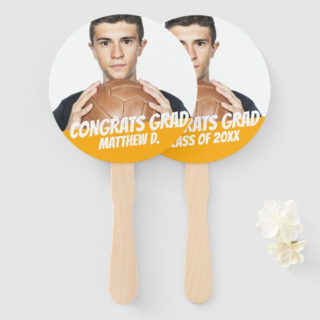 Congrats Grad Class of 20XX Modern Cool Simple Hand Fan (Front and Back)