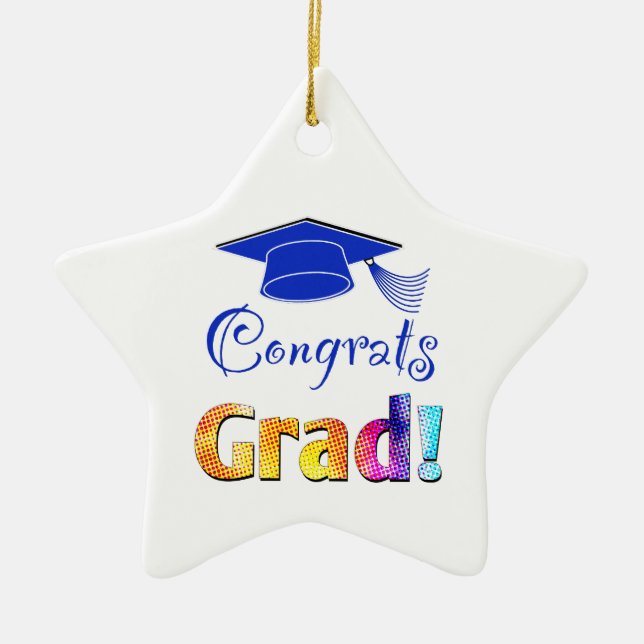 Congrats Grad Colours, Fun Ceramic Tree Decoration (Front)