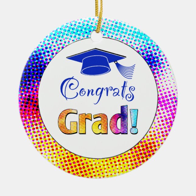 Congrats Grad Colours, Fun Ceramic Tree Decoration (Front)
