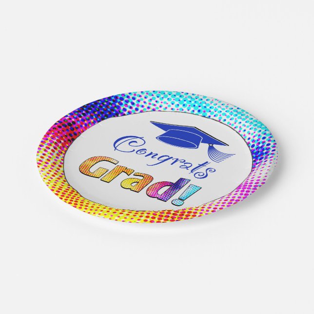 Congrats Grad Colours, Fun Paper Plate (Angled)