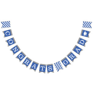 Congrats Grad Congratulations Blue White Bunting