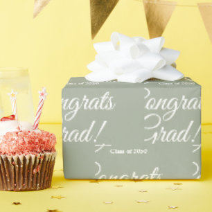 Congrats grad custom class year script sage green wrapping paper
