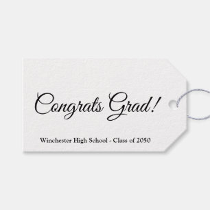 Congrats grad custom script school class year gift tags