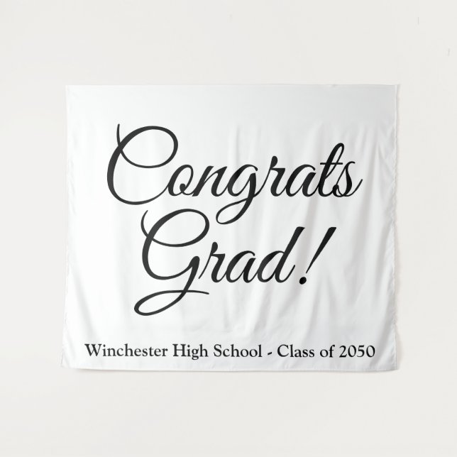 Congrats Grad elegant script class year graduation Tapestry (Front (Horizontal))