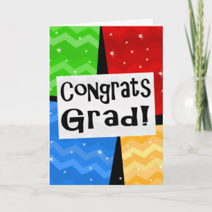 Congrats Grad Festive Multicolor Graduation Party Card
