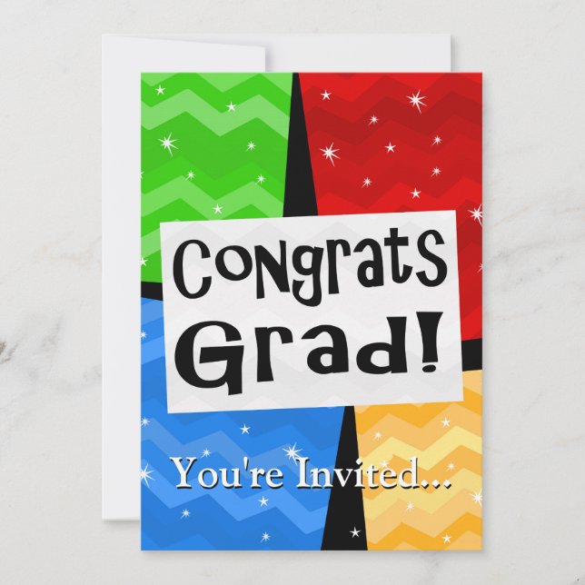 Congrats Grad Festive Multicolor Graduation Party Invitation (Front)