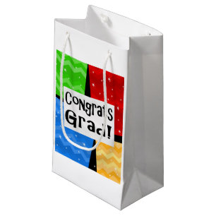 Congrats Grad Festive Multicolor Graduation Party Small Gift Bag