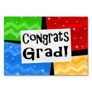 Congrats Grad Festive Multicolor Graduation Party Table Number