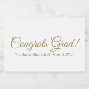 Congrats grad gold custom script text class year food label
