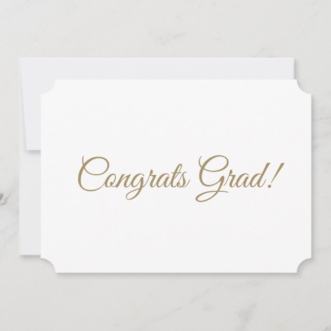 Congrats Grad gold elegant script graduation Card (Front)