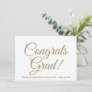 Congrats grad gold school class year elegant card
