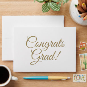 Congrats grad gold script calligraphy elegant envelope