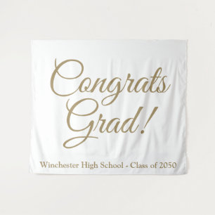 Congrats Grad gold script class year graduation Tapestry