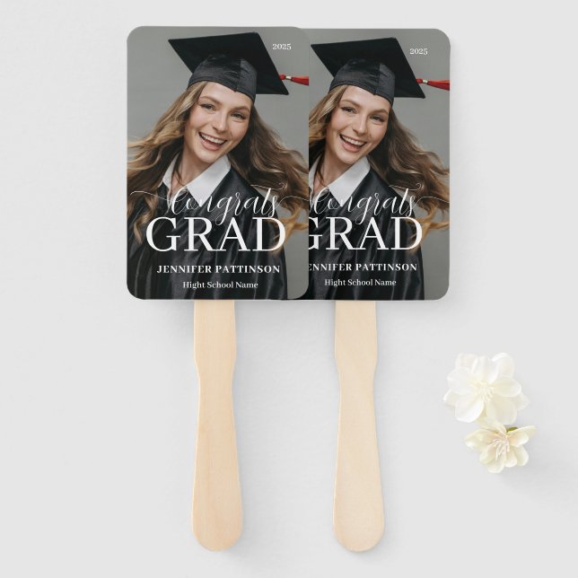 Congrats Grad Graduate Photo Graduation Hand Fan (Front and Back)