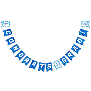 Congrats Grad! Graduation blue Leopard Bunting