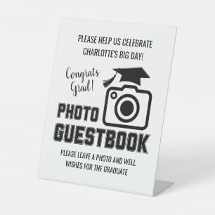Congrats Grad Graduation Photo Guest Book Pedestal Sign