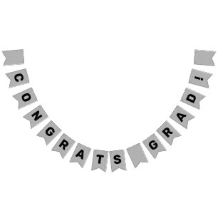 Congrats Grad Graduation Silver Glitter Bunting