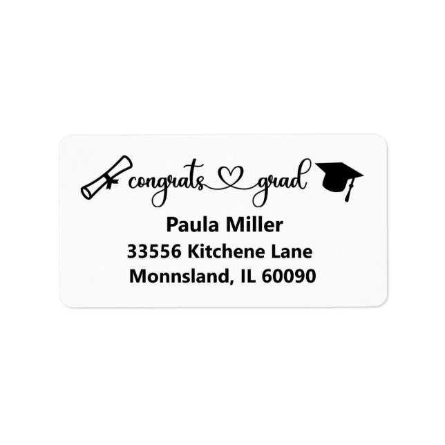 Congrats Grad Label, Graduation Stickers, Address Label (Front)
