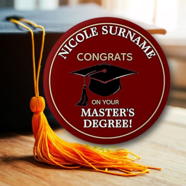 Congrats Grad! Master's degree custom  6 Cm Round Badge (Creator Uploaded)
