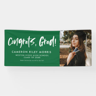 Congrats grad modern green graduation photo banner