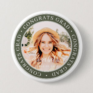 Congrats Grad Modern Simple Custom Photo 7.5 Cm Round Badge