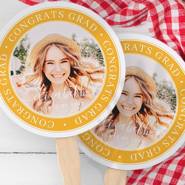 Congrats Grad Modern Simple Custom Photo Hand Fan (Creator Uploaded)