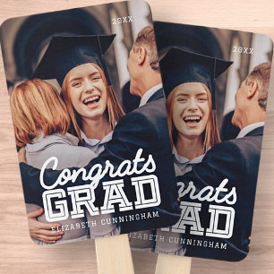 Congrats Grad Modern Simple Preppy Photo Hand Fan