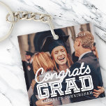 Congrats Grad Modern Simple Preppy Photo Key Ring<br><div class="desc">This simple and classic design is composed of serif typography and add a custom photo.</div>