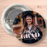 Congrats Grad Modern Simple Script Custom Photo 3 Cm Round Badge<br><div class="desc">This simple and modern design is composed of serif typography and add a custom photo.</div>