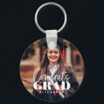 Congrats Grad Modern Simple Script Custom Photo Key Ring<br><div class="desc">This simple and modern design is composed of serif typography and add a custom photo.</div>