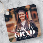 Congrats Grad Modern Simple Script Custom Photo Key Ring<br><div class="desc">This simple and modern design is composed of serif typography and add a custom photo.</div>