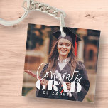 Congrats Grad Modern Simple Script Custom Photo Key Ring<br><div class="desc">This simple and modern design is composed of serif typography and add a custom photo.</div>