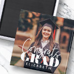 Congrats Grad Modern Simple Script Custom Photo Magnet<br><div class="desc">This simple and modern design is composed of serif typography and add a custom photo.</div>