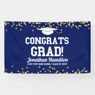Congrats Grad Navy Blue Grad Party Banner
