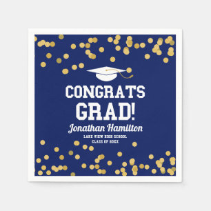 Congrats Grad Navy Blue Grad Party Napkin