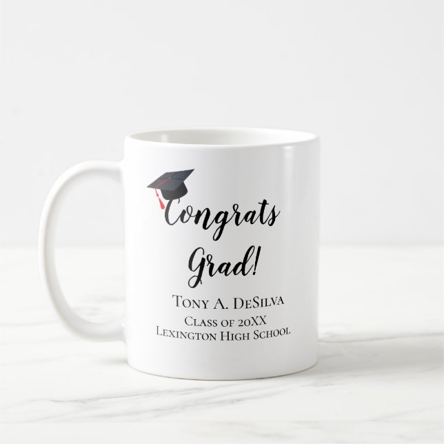 Congrats Grad Personalised Graduation Coffee Mug (Left)