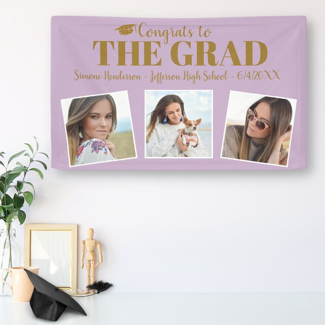 Congrats Grad Photo Collage Purple Graduation Sign (Creator Uploaded)