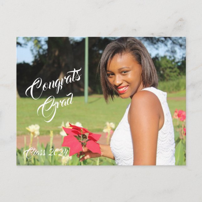 Congrats Grad Photo Graduation Announcement Postcard (Front)