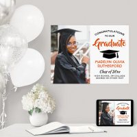 Congrats Grad Photo Orange White Black Graduation