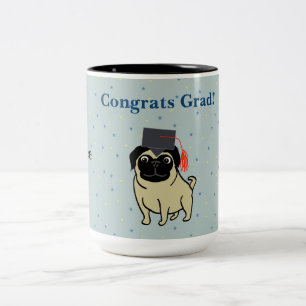 Congrats Grad Pug Two-Tone Coffee Mug