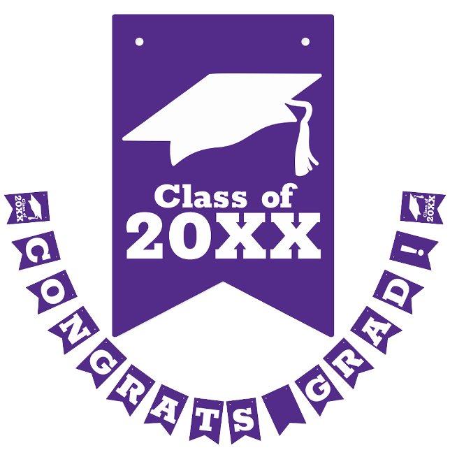 Congrats Grad Purple and White Bunting (Creator Uploaded)