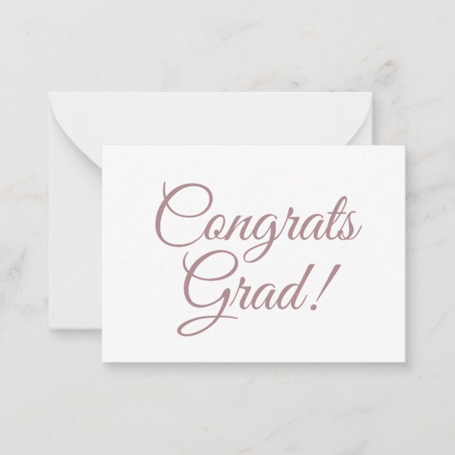 Congrats grad rose gold custom script text elegant card (Front)