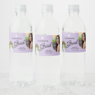 Congrats Grad Script Modern Arch 2 Photo  Water Bottle Label
