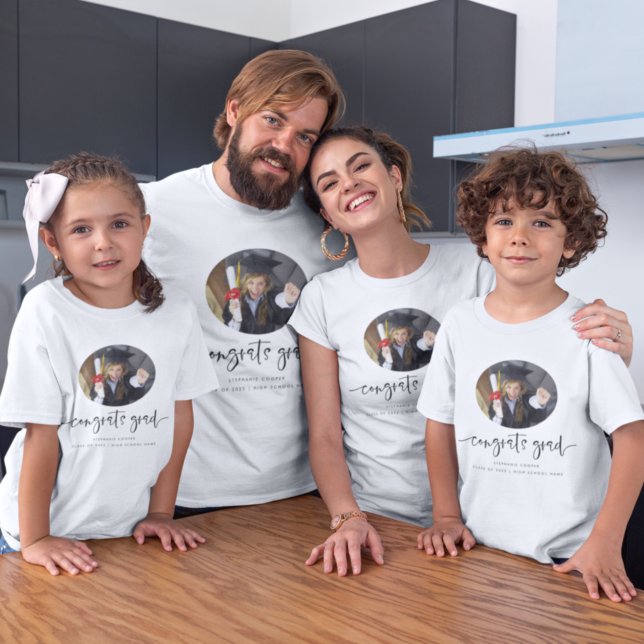 Congrats Grad Script Photo Graduation T-Shirt (Creator Uploaded)