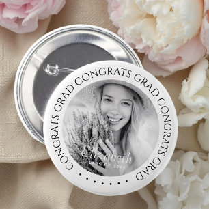 Congrats Grad Simple Modern Custom Photo 6 Cm Round Badge