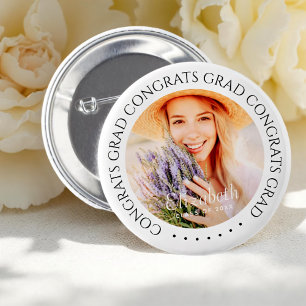 Congrats Grad Simple Modern Custom Photo 6 Cm Round Badge