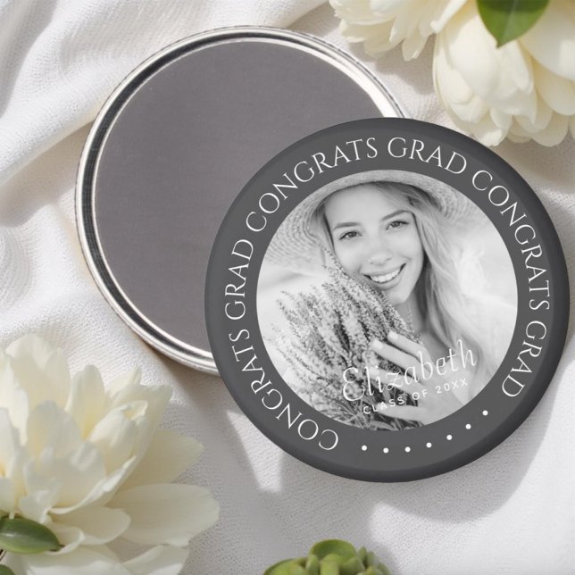 Congrats Grad Simple Modern Custom Photo Magnet (Creator Uploaded)